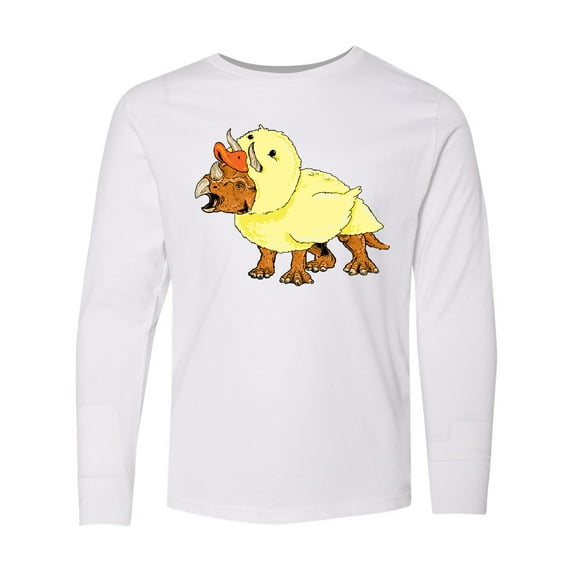 Inktastic Easter Duck Triceratops Long Sleeve Youth T-Shirt