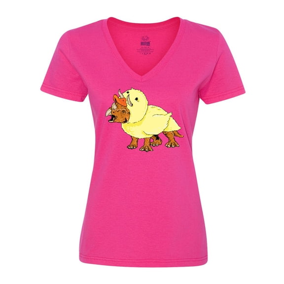 Inktastic Easter Duck Triceratops Women's V-Neck T-Shirt