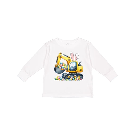 Inktastic Easter Excavator Bunny Ears Egg Hunt Boys or Girls Long Sleeve Toddler T-Shirt