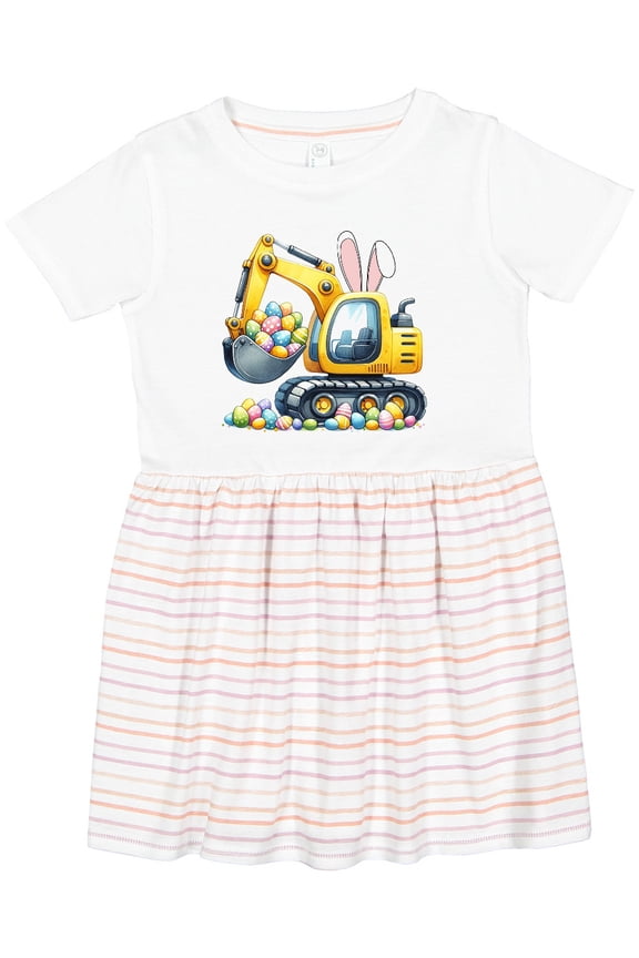 Easter Excavator Bunny Ears Egg Hunt Girls Toddler Dress
