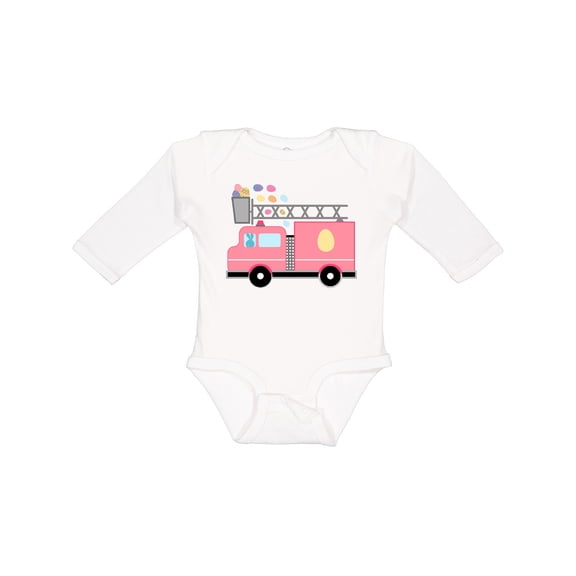 Inktastic Easter Fire Truck Egg Hunt Bunny Boys or Girls Long Sleeve Baby Bodysuit