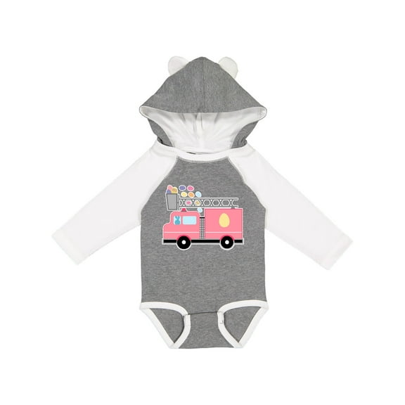 Inktastic Easter Fire Truck Egg Hunt Bunny Boys or Girls Long Sleeve Baby Bodysuit