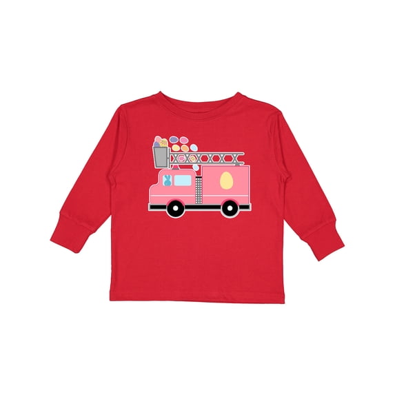Inktastic Easter Fire Truck Egg Hunt Bunny Boys or Girls Long Sleeve Toddler T-Shirt