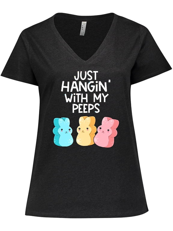 Easter Hangin' with My Peeps Women's Plus Size V-Neck T-Shirt
