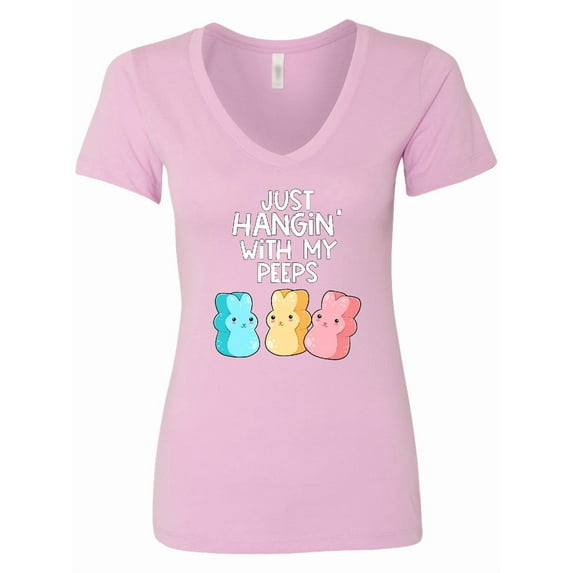 Inktastic Easter Hangin' with My Peeps Women's V-Neck T-Shirt