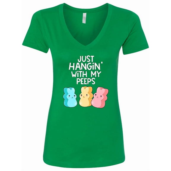 Inktastic Easter Hangin' with My Peeps Women's V-Neck T-Shirt