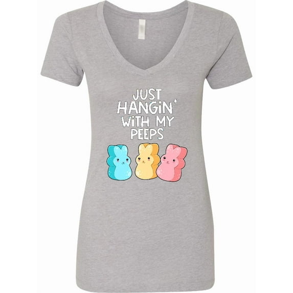 Inktastic Easter Hangin' with My Peeps Women's V-Neck T-Shirt