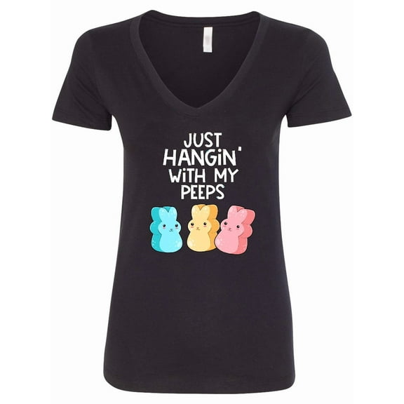 Inktastic Easter Hangin' with My Peeps Women's V-Neck T-Shirt