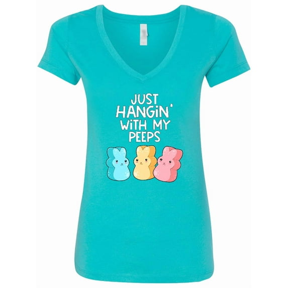Inktastic Easter Hangin' with My Peeps Women's V-Neck T-Shirt