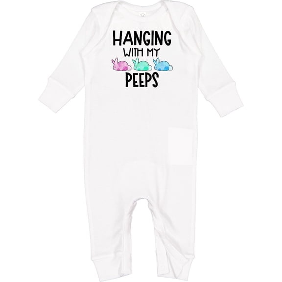 Inktastic Easter Hanging with My Peeps Pastel Bunnies Baby Romper Coveralls