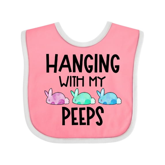Inktastic Easter Hanging with My Peeps Pastel Bunnies Boys or Girls Baby Bib