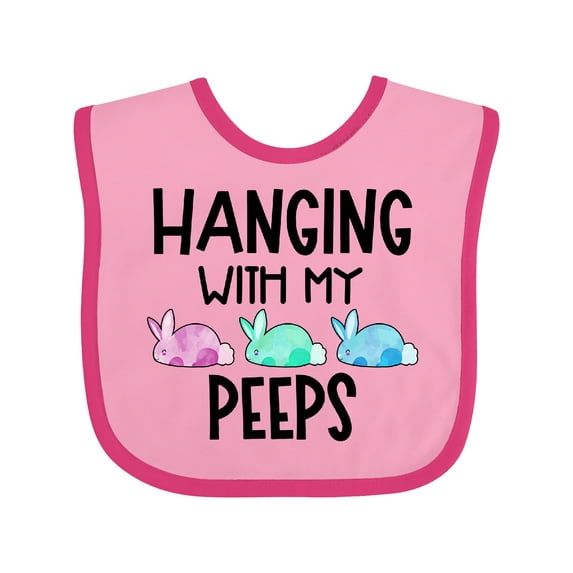 Inktastic Easter Hanging with My Peeps Pastel Bunnies Boys or Girls Baby Bib