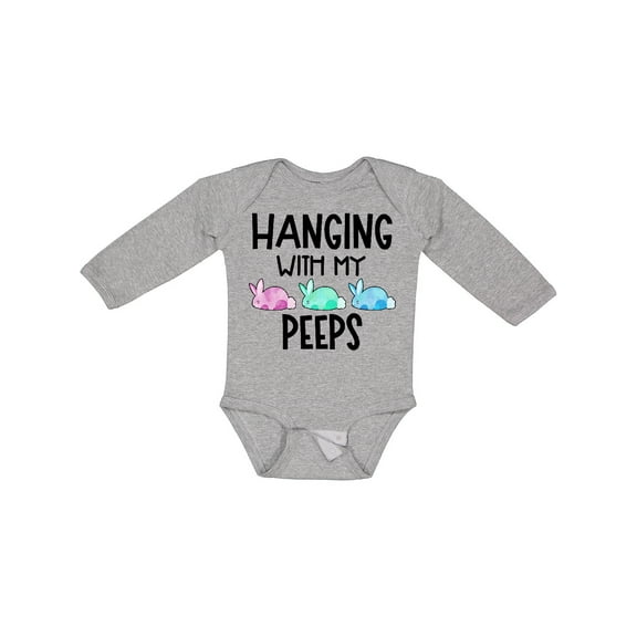 Inktastic Easter Hanging with My Peeps Pastel Bunnies Boys or Girls Long Sleeve Baby Bodysuit