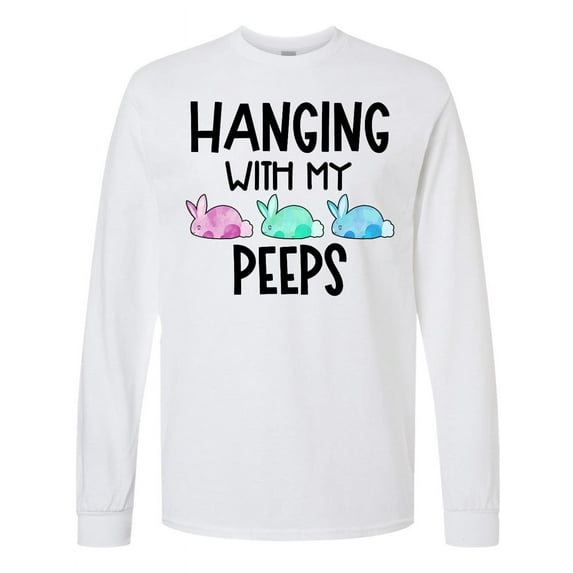 Inktastic Easter Hanging with My Peeps Pastel Bunnies Long Sleeve T-Shirt