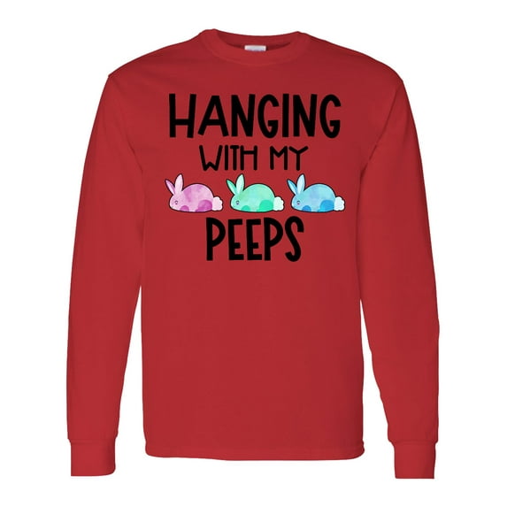 Inktastic Easter Hanging with My Peeps Pastel Bunnies Long Sleeve T-Shirt