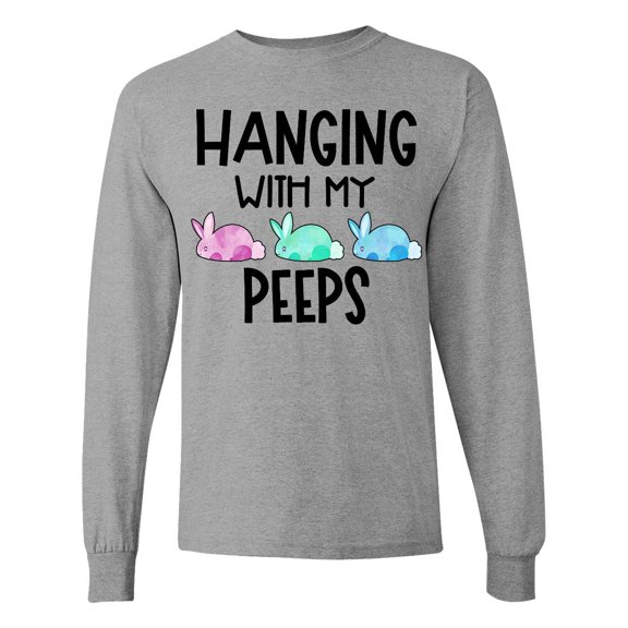 Inktastic Easter Hanging with My Peeps Pastel Bunnies Long Sleeve T-Shirt