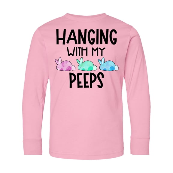 Inktastic Easter Hanging with My Peeps Pastel Bunnies Long Sleeve Youth T-Shirt