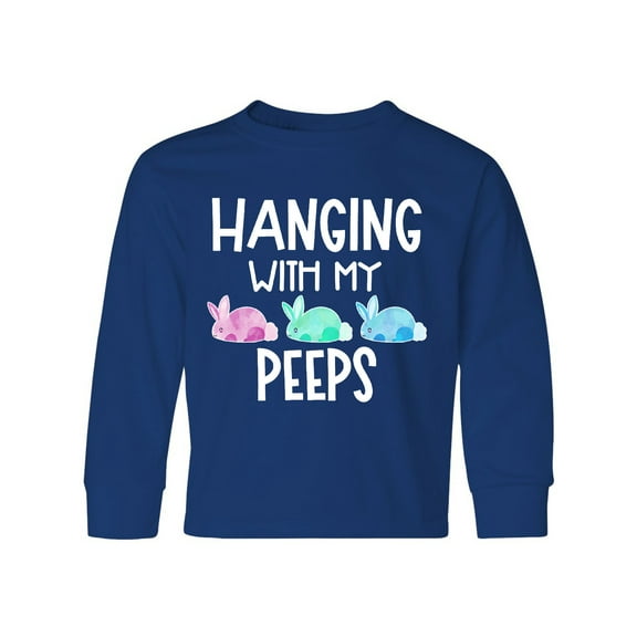 Inktastic Easter Hanging with My Peeps Pastel Bunnies Long Sleeve Youth T-Shirt