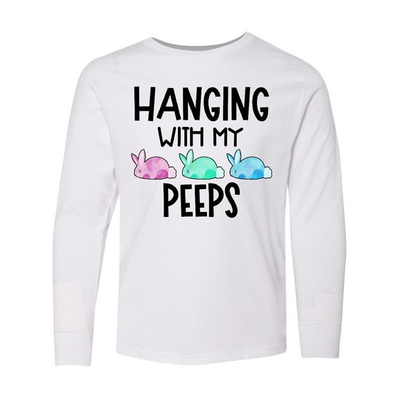 Inktastic Easter Hanging with My Peeps Pastel Bunnies Long Sleeve Youth T-Shirt