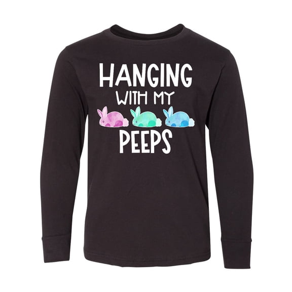 Inktastic Easter Hanging with My Peeps Pastel Bunnies Long Sleeve Youth T-Shirt