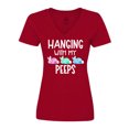 thumbnail image 1 of Inktastic Easter Hanging with My Peeps Pastel Bunnies Women's V-Neck T-Shirt, 1 of 5