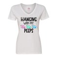 thumbnail image 1 of Inktastic Easter Hanging with My Peeps Pastel Bunnies Women's V-Neck T-Shirt, 1 of 5