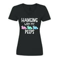 thumbnail image 1 of Inktastic Easter Hanging with My Peeps Pastel Bunnies Women's V-Neck T-Shirt, 1 of 5