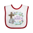 thumbnail image 1 of Inktastic Easter He Has Risen with Cross and Flowers Boys or Girls Baby Bib, 1 of 4