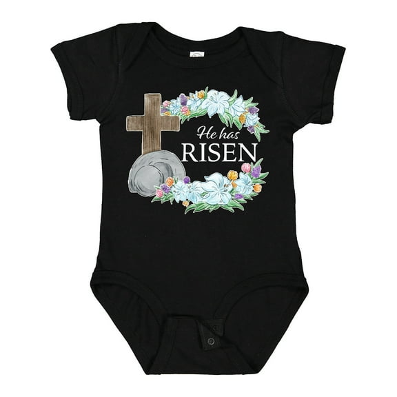 Inktastic Easter He Has Risen with Cross and Flowers Boys or Girls Baby Bodysuit