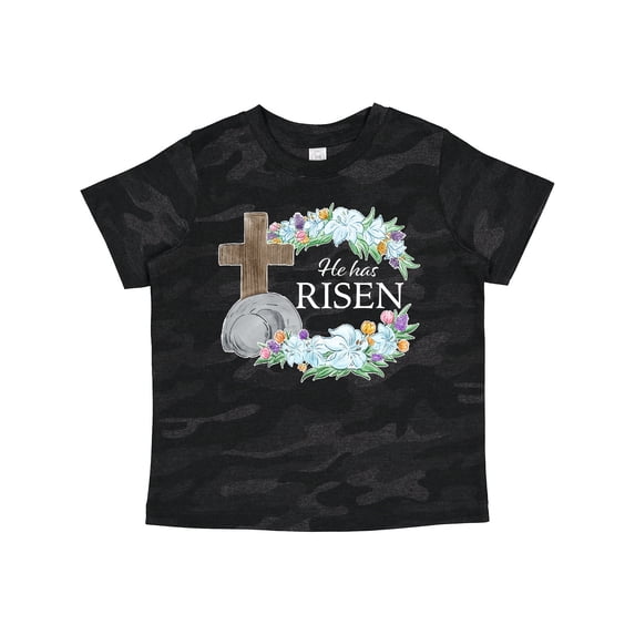 Inktastic Easter He Has Risen with Cross and Flowers Boys or Girls Toddler T-Shirt