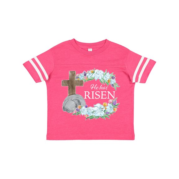 Inktastic Easter He Has Risen with Cross and Flowers Boys or Girls Toddler T-Shirt