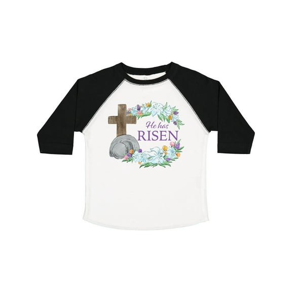 Inktastic Easter He Has Risen with Cross and Flowers Boys or Girls Toddler T-Shirt