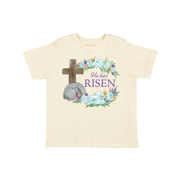 Inktastic Easter He Has Risen with Cross and Flowers Boys or Girls Toddler T-Shirt