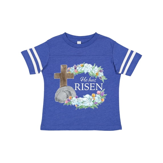Inktastic Easter He Has Risen with Cross and Flowers Boys or Girls Toddler T-Shirt