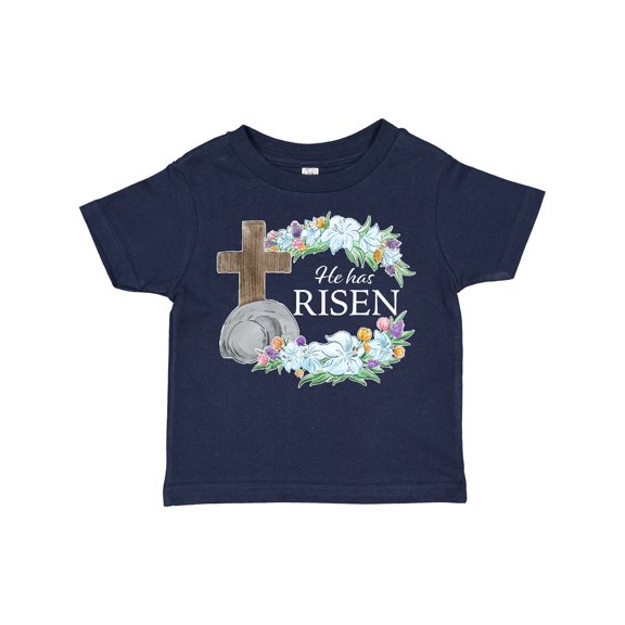 Inktastic Easter He Has Risen with Cross and Flowers Boys or Girls Toddler T-Shirt