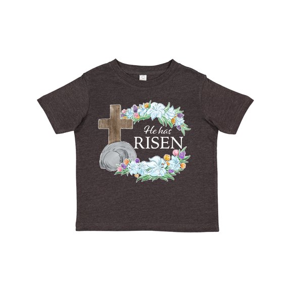 Inktastic Easter He Has Risen with Cross and Flowers Boys or Girls Toddler T-Shirt