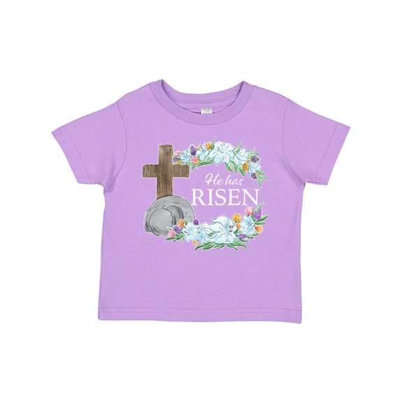 Inktastic Easter He Has Risen with Cross and Flowers Boys or Girls Toddler T-Shirt