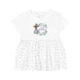 thumbnail image 1 of Inktastic Easter He Has Risen with Cross and Flowers Girls Baby Dress, 1 of 5