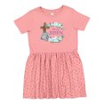 thumbnail image 1 of Inktastic Easter He Has Risen with Cross and Flowers Girls Toddler Dress, 1 of 5