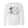 thumbnail image 1 of Inktastic Easter He Has Risen with Cross and Flowers Long Sleeve Youth T-Shirt, 1 of 5
