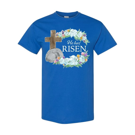 Inktastic Easter He Has Risen with Cross and Flowers T-Shirt