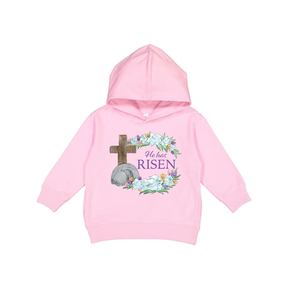Inktastic Easter He Has Risen with Cross and Flowers Toddler Hoodie