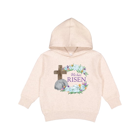 Inktastic Easter He Has Risen with Cross and Flowers Toddler Hoodie