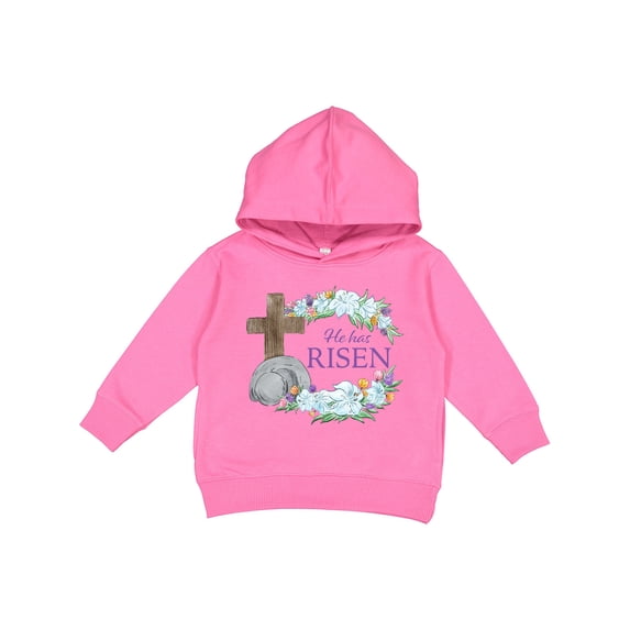 Inktastic Easter He Has Risen with Cross and Flowers Toddler Hoodie