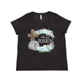 thumbnail image 1 of Inktastic Easter He Has Risen with Cross and Flowers Women's Plus Size T-Shirt, 1 of 5