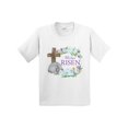 thumbnail image 1 of Inktastic Easter He Has Risen with Cross and Flowers Youth T-Shirt, 1 of 5
