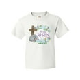 thumbnail image 1 of Inktastic Easter He Has Risen with Cross and Flowers Youth T-Shirt, 1 of 5