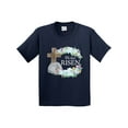 thumbnail image 1 of Inktastic Easter He Has Risen with Cross and Flowers Youth T-Shirt, 1 of 5