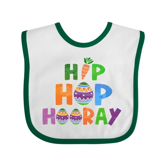 Inktastic Easter Hip Hop Hooray with Eggs and Carrot Boys or Girls Baby Bib
