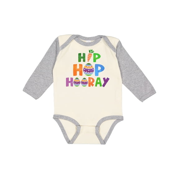 Inktastic Easter Hip Hop Hooray with Eggs and Carrot Boys or Girls Long Sleeve Baby Bodysuit